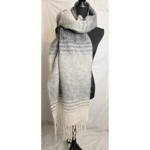 Cristina Chiti Scarf Women's One Size Gray/Ivory Wool Blend Made in Italy Soft